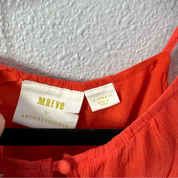 Anthropologie Maeve Zelda Open Shoulder Orange Blouse XSmall - Picture 6 of 9